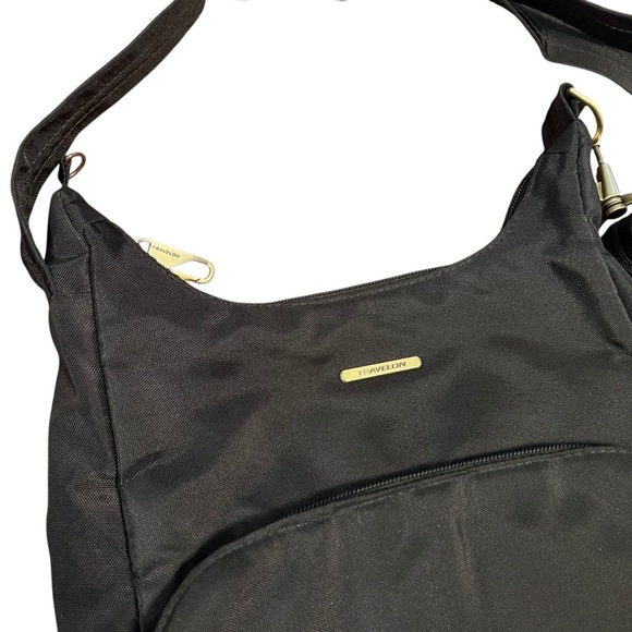 Travelon Black Anti-Theft Crossbody Bag RFID Security Organizer Pockets - Picture 2 of 6